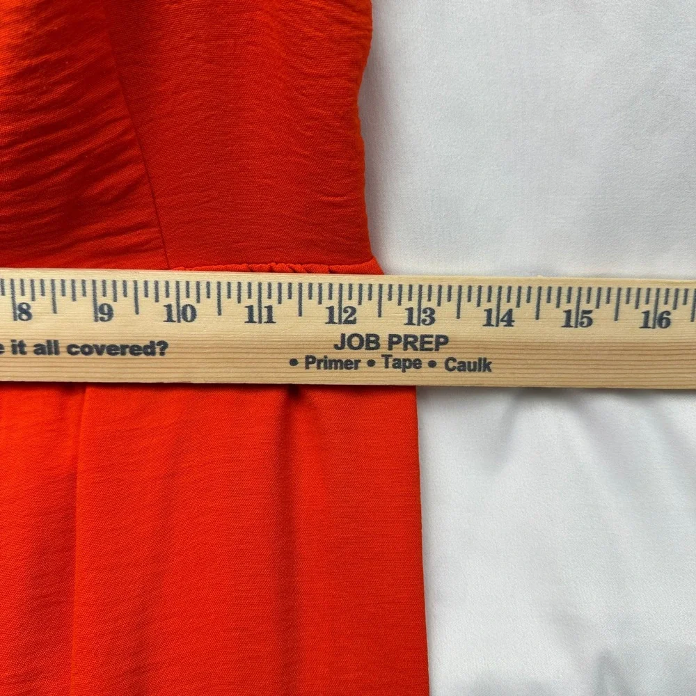 Monteau Maxi Sun Dress Adjustable Spaghetti‎ Strap Orange Tiered Crepe Open Back